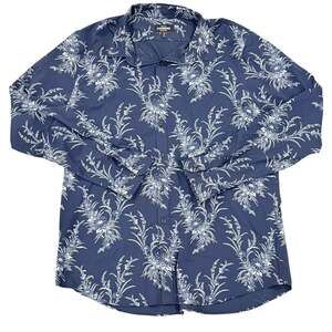 Express Men's Extra Slim Fit Floral Button-Down Shirt Navy Blue